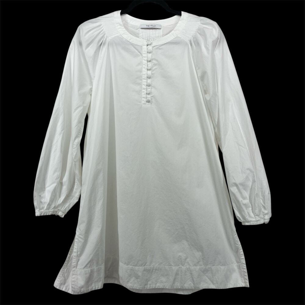 The Fold Size 12 / L 100%‎ Cotton Tunic Top White Side Slits Minimalist Shirt